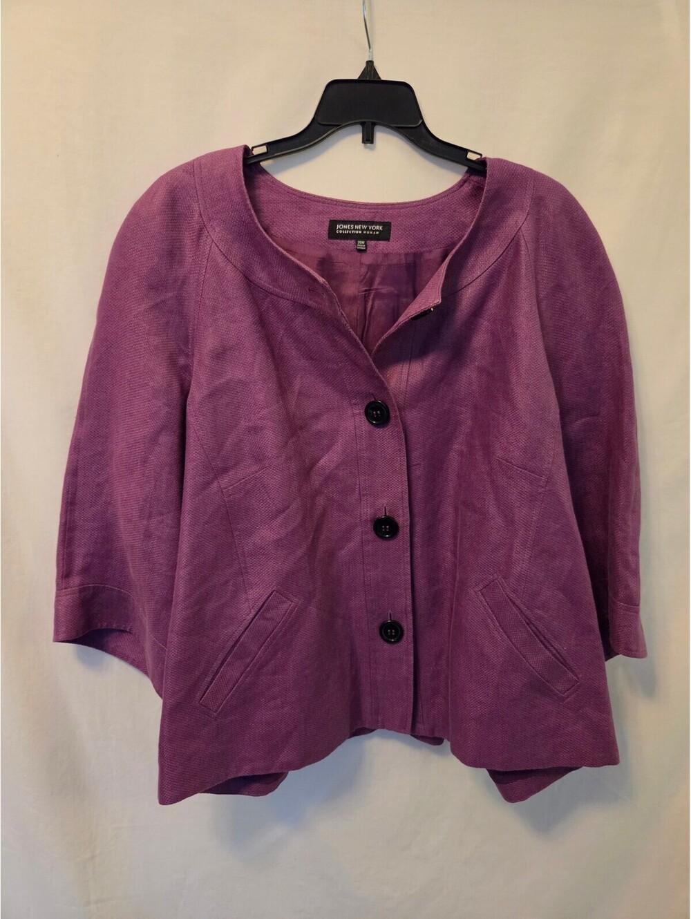 Jones New York Collection Woman Purple Linen Jacket Size 20W